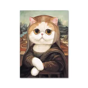ภาพวาดผ้าใบ รูปแมวน่ารัก สไตล์นอร์ดิก